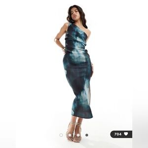 black midi dress night out Twas The Night Drape Off The Shoulder Midi Dress in Black